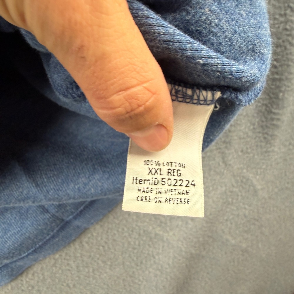 LL Bean Henley Shirt Men's 2XL Blue Traditional Fit Waffle Knit Long Sleeve - Picture 6 of 9